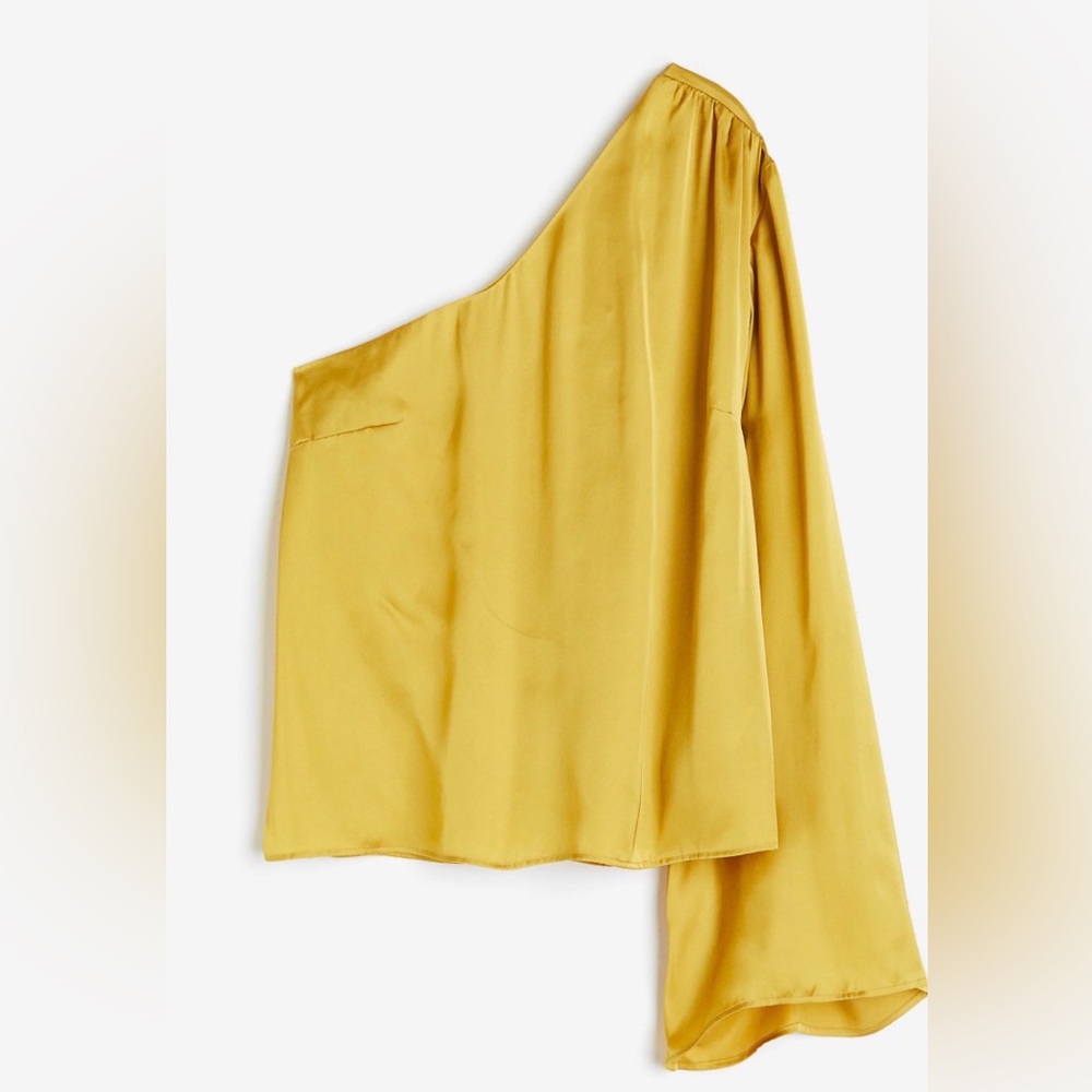 H&M Asymmetrical One-Shoulder Blouse in Golden Yellow